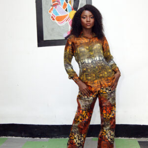 FIZ 2-Piece Set (Ankara & Chiffon – Green