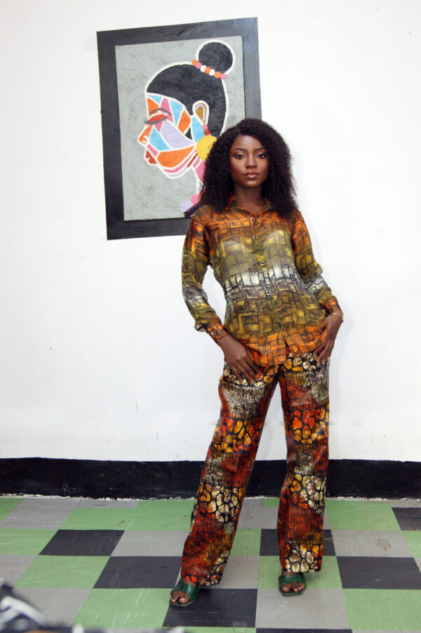 FIZ 2-Piece Set (Ankara & Chiffon – Green