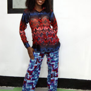 FIZ 2-Piece Set (Ankara & Chiffon – Blue