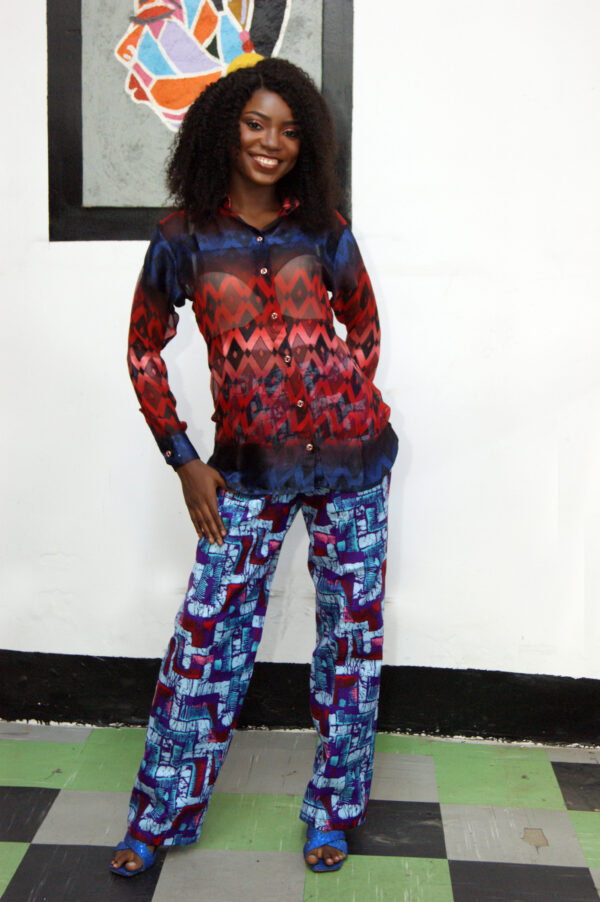 FIZ 2-Piece Set (Ankara & Chiffon – Blue