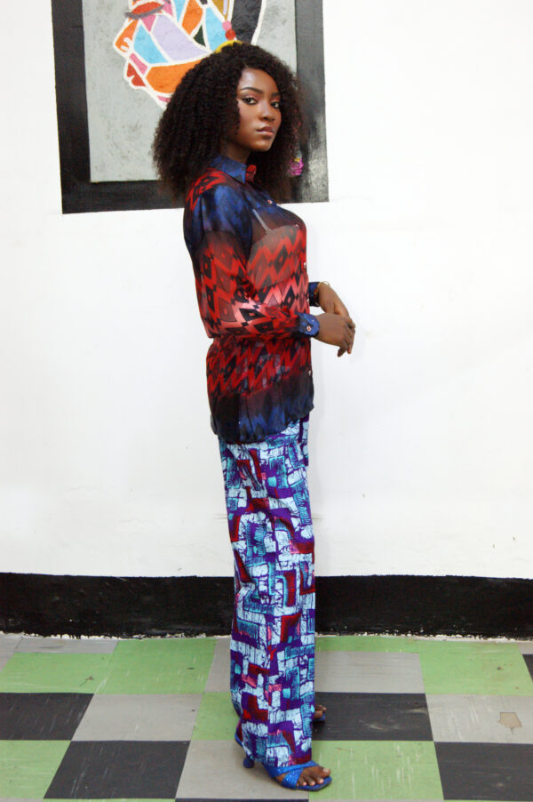 FIZ 2-Piece Set (Ankara & Chiffon) – Blue - Image 4