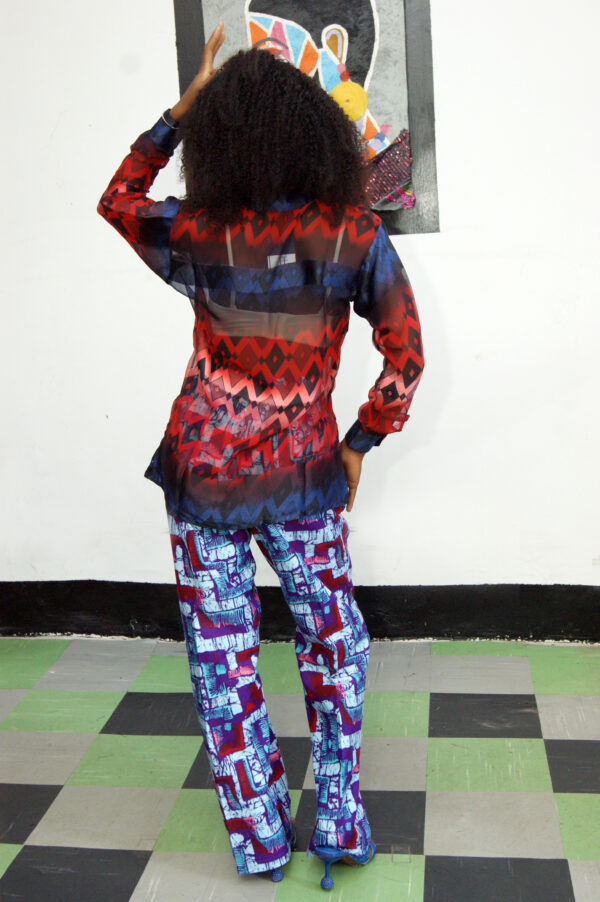 FIZ 2-Piece Set (Ankara & Chiffon) – Blue - Image 3